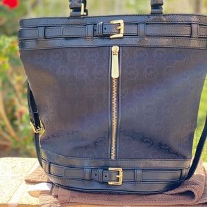 Michael Kors Bucket style monogram handbag, black